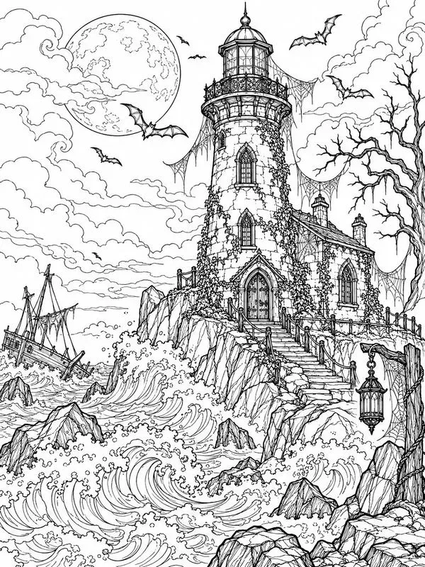 Creepy Halloween Adult Coloring Pages
