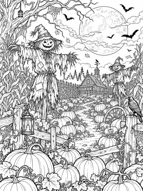 Creepy Halloween Adult Coloring Pages