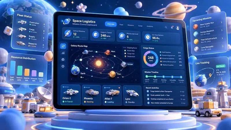 Tablet Dashboard UI Mockups 3D