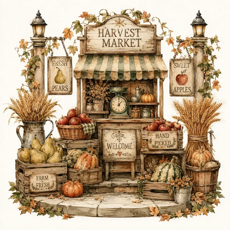 Vintage Autumn Storybook Gardens