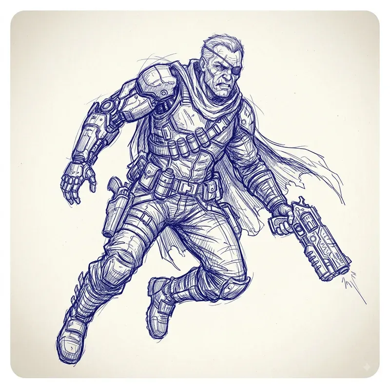 Blue Pen Sketch Art
