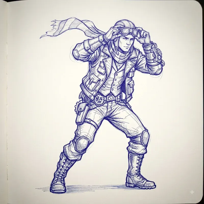 Blue Pen Sketch Art