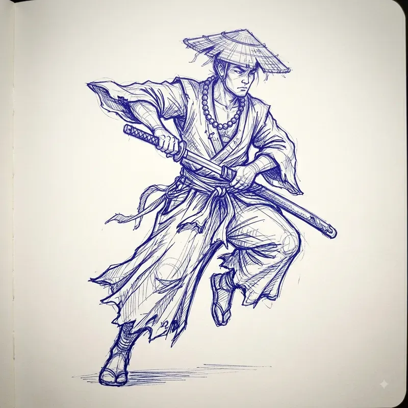 Blue Pen Sketch Art
