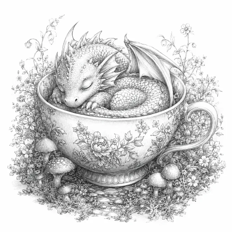 Whimsical Forest Gnome Sketch Art Magic