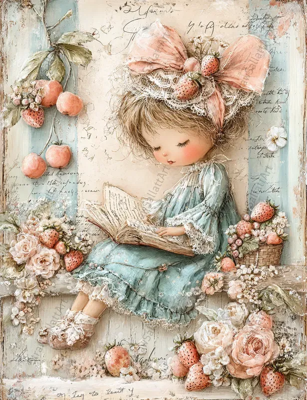 Cottagecore Strawberry Junk Journal Pages