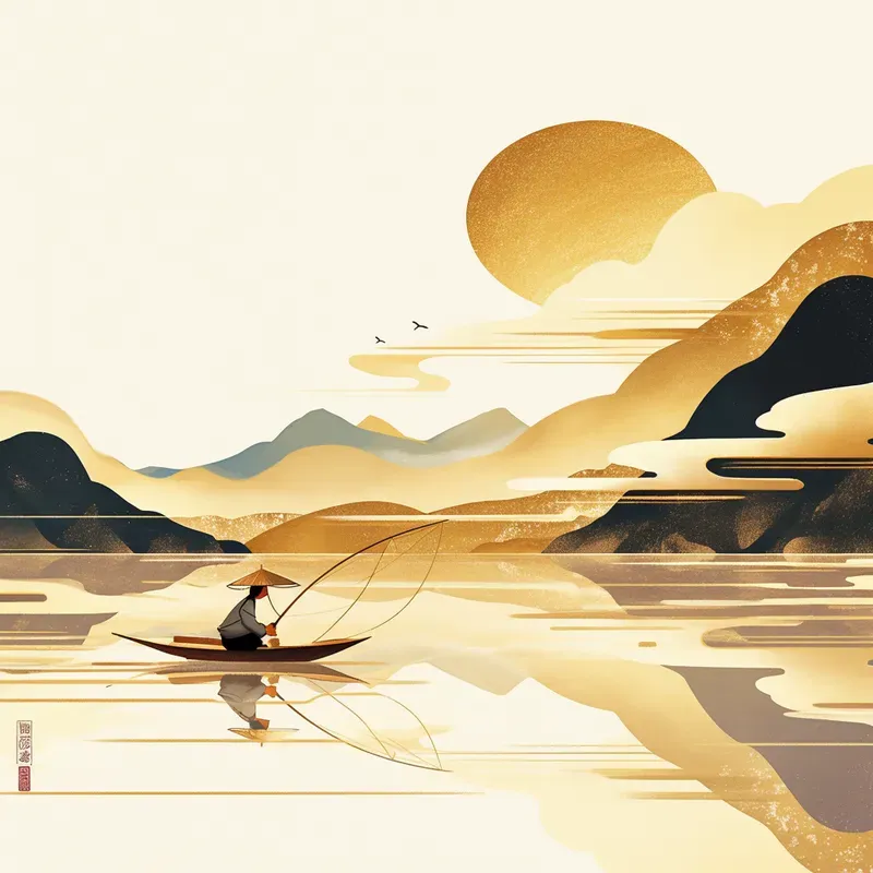 Chinese Deco Moonlit Scenes