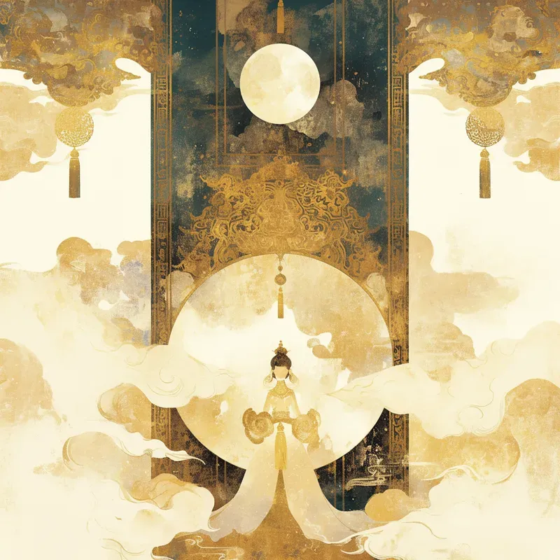 Chinese Deco Moonlit Scenes