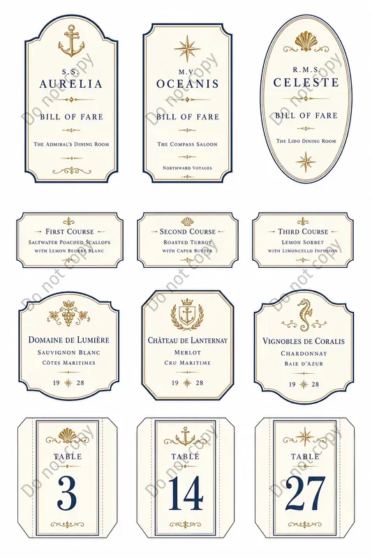 Bill Of Fare Card Sheets