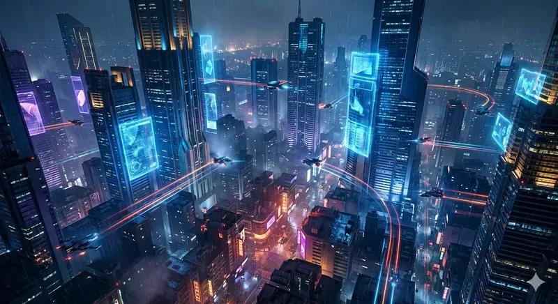 Futuristic Megacity Aerial Photography