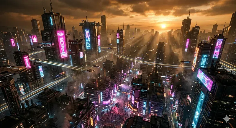 Futuristic Megacity Aerial Photography