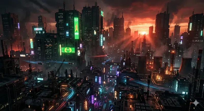Futuristic Megacity Aerial Photography