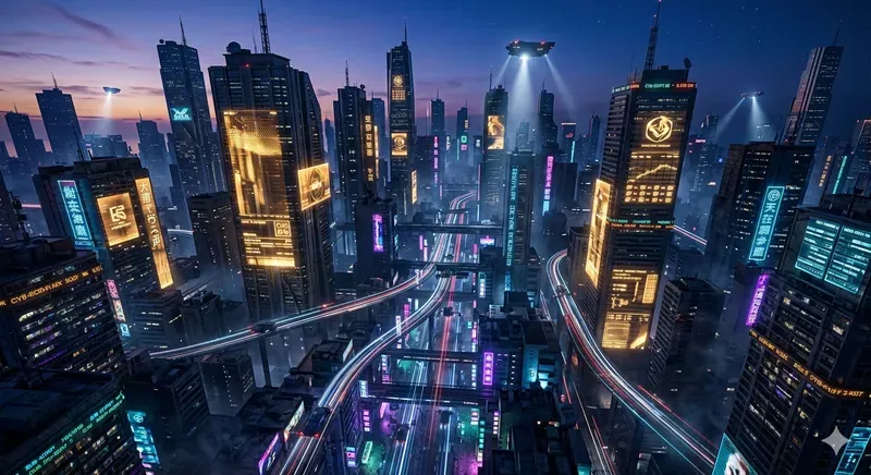 Futuristic Megacity Aerial Photography