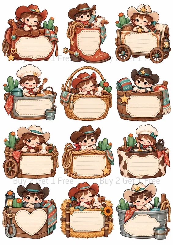 Kawaii Basket Memo Clipart Sheets
