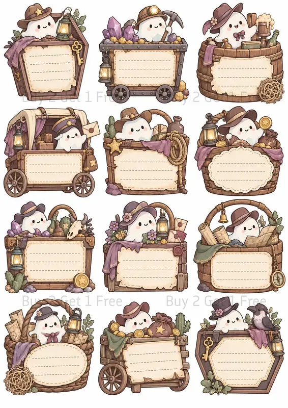 Kawaii Basket Memo Clipart Sheets