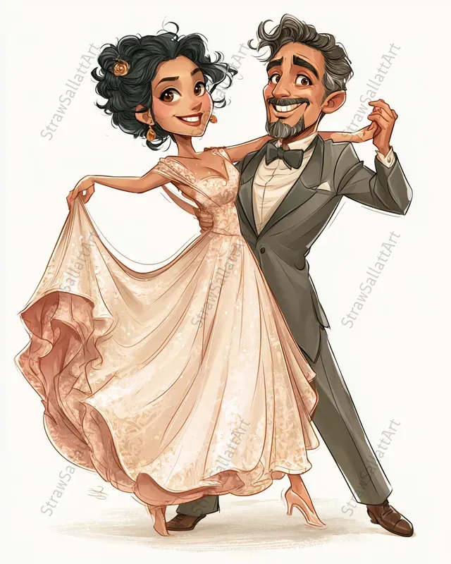 Whimsical Dance Couple Clipart