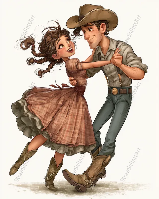 Whimsical Dance Couple Clipart