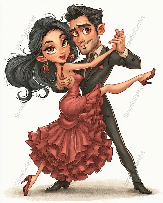 Whimsical Dance Couple Clipart