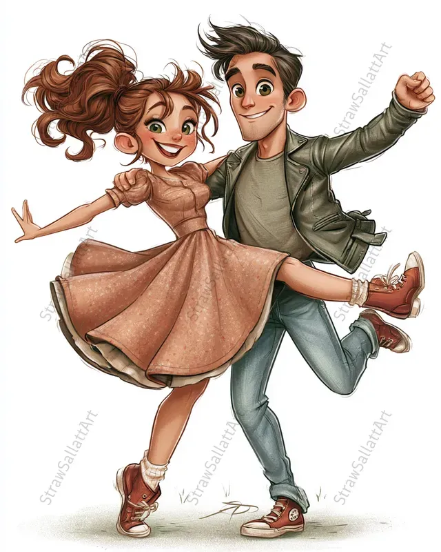 Whimsical Dance Couple Clipart