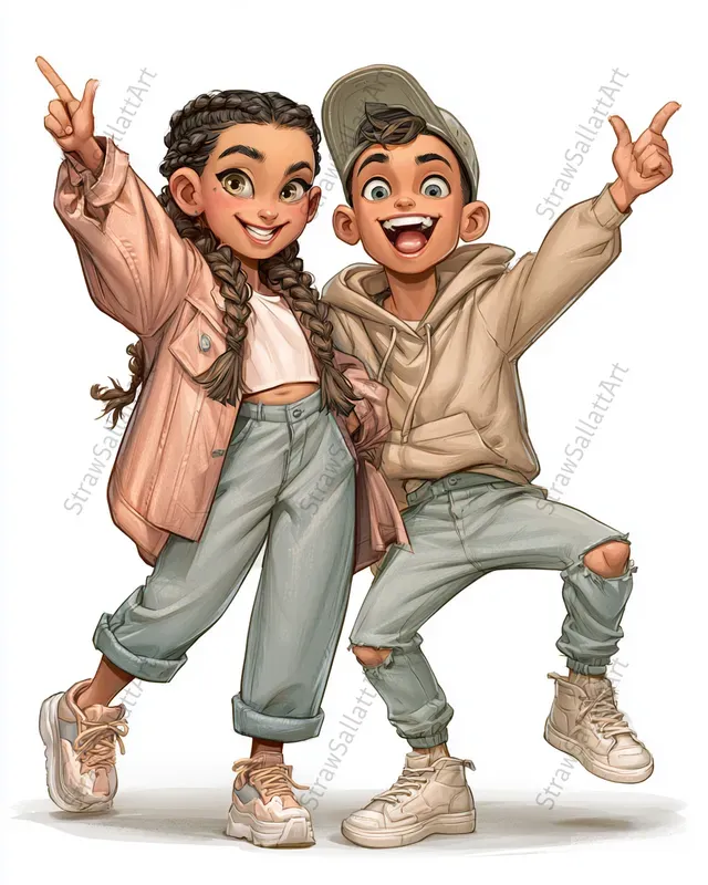 Whimsical Dance Couple Clipart