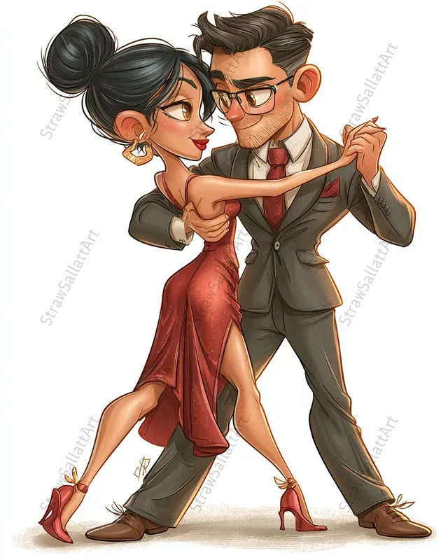 Whimsical Dance Couple Clipart
