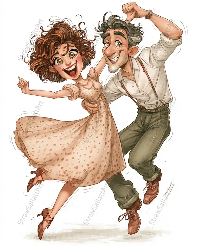 Whimsical Dance Couple Clipart