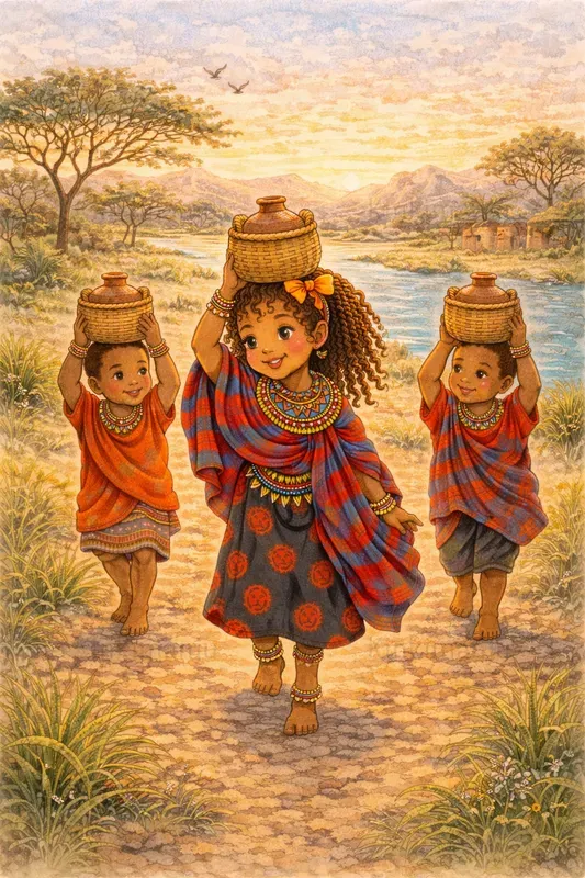 African Village Storybook Scenes