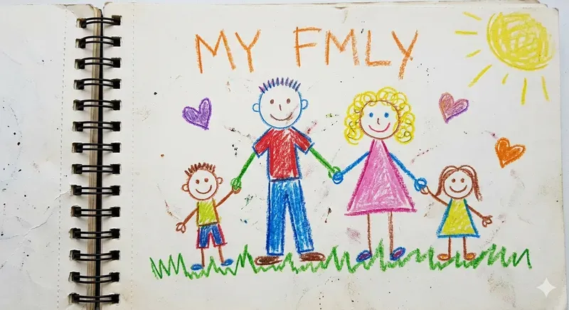 Naive Kids Crayon Sketchbook Art