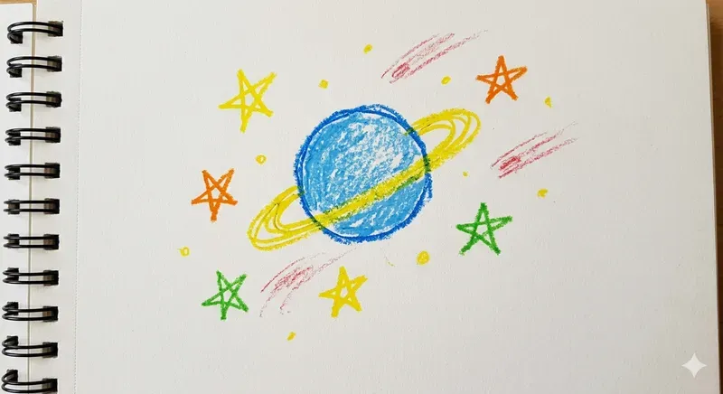 Naive Kids Crayon Sketchbook Art