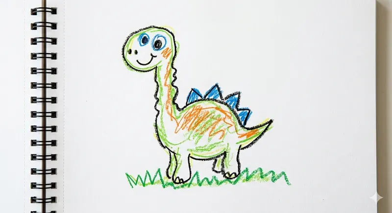 Naive Kids Crayon Sketchbook Art