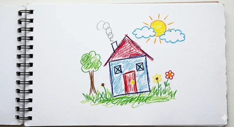 Naive Kids Crayon Sketchbook Art
