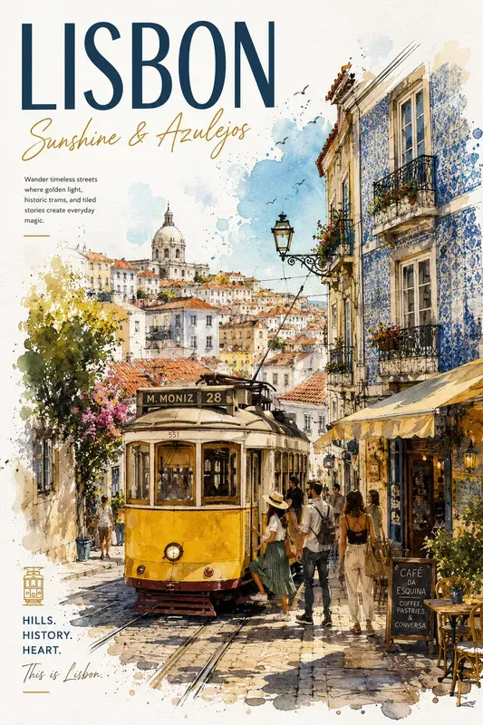 Aesthetic Watercolor Travel Poster Art