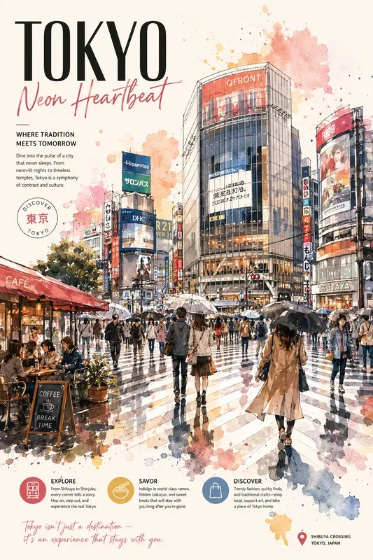Aesthetic Watercolor Travel Poster Art