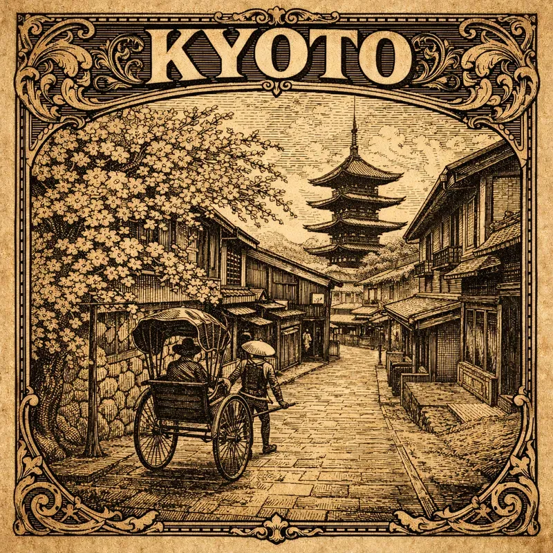 Vintage Woodcut Travel Art