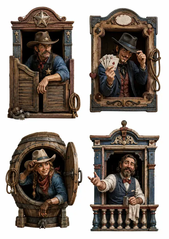 Window Peeker Clipart Sets