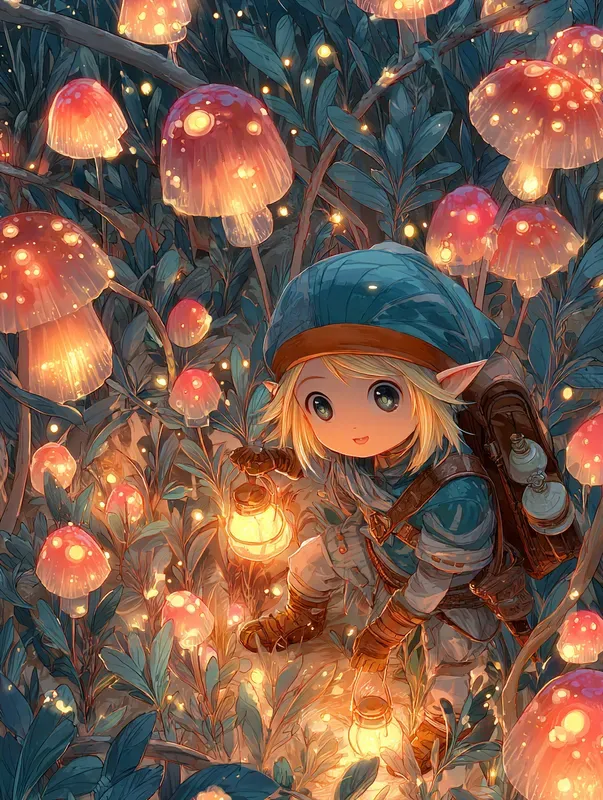 Chibi Elf Explorers In Fantasy Forests