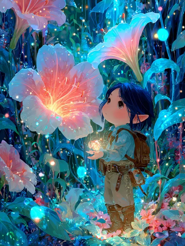 Chibi Elf Explorers In Fantasy Forests