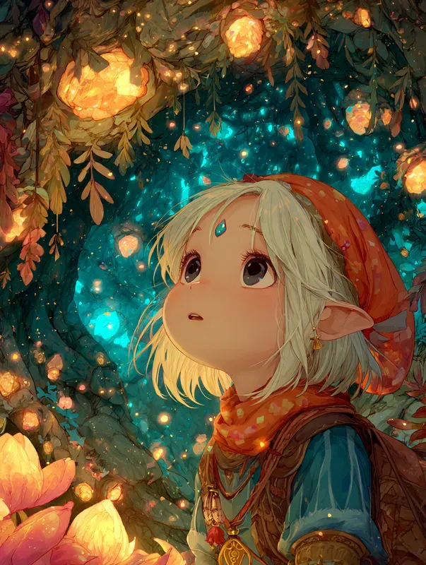 Chibi Elf Explorers In Fantasy Forests