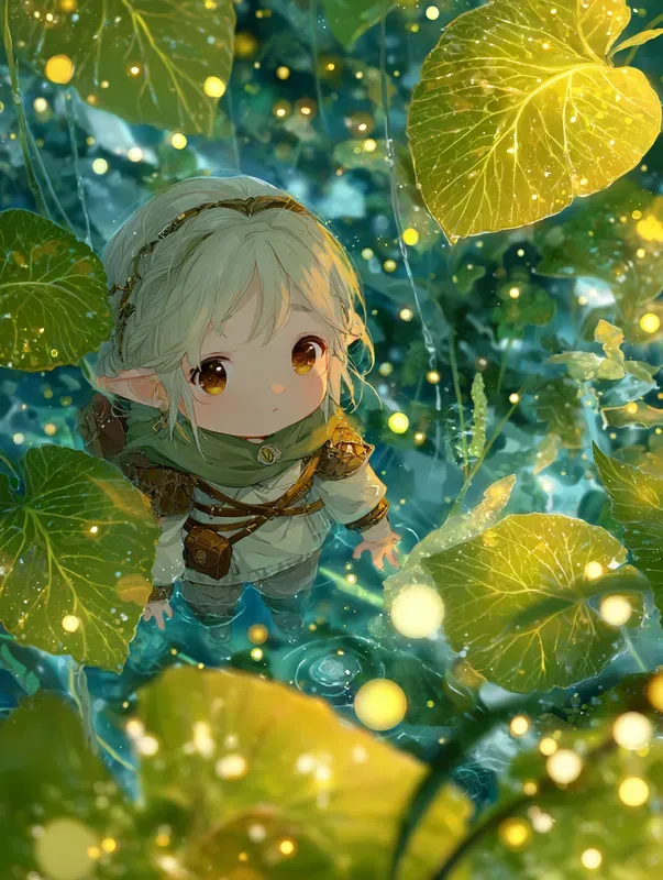 Chibi Elf Explorers In Fantasy Forests