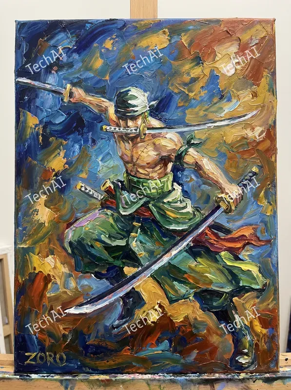 Textured Palette Knife Anime Style