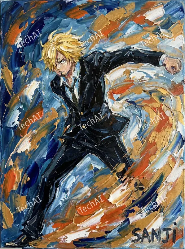 Textured Palette Knife Anime Style