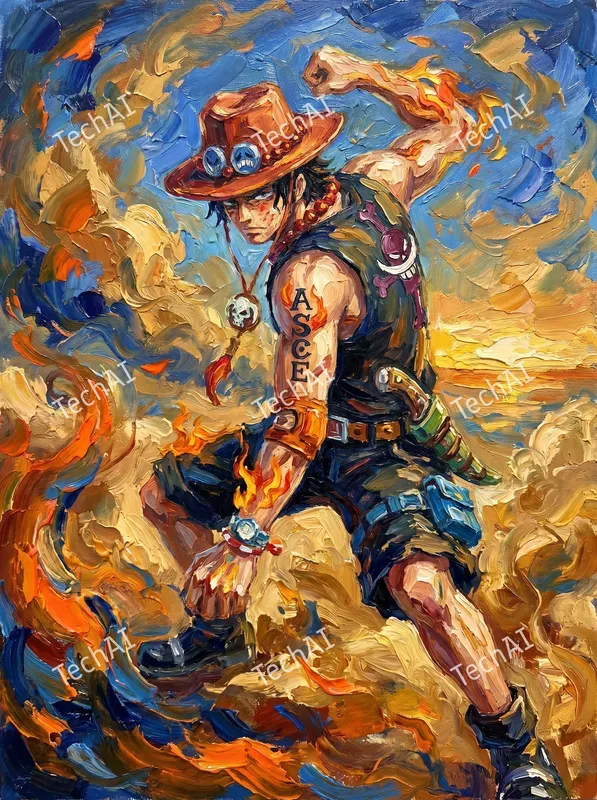 Textured Palette Knife Anime Style