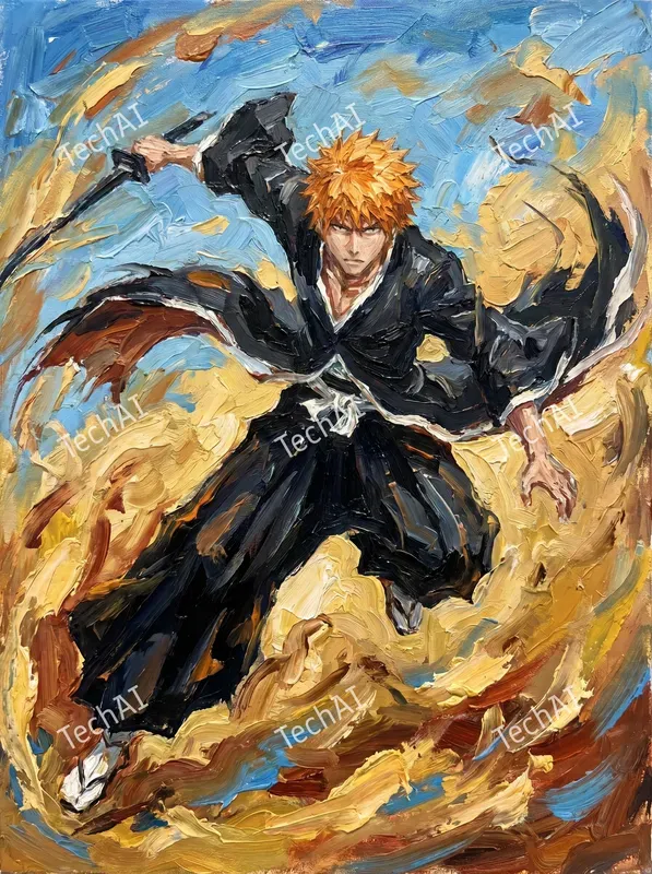 Textured Palette Knife Anime Style