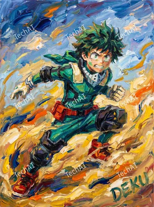 Textured Palette Knife Anime Style