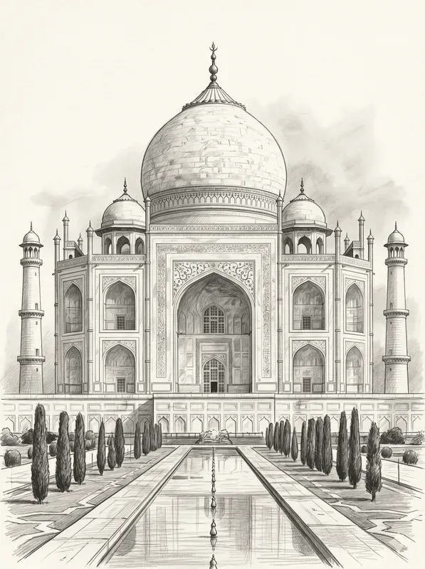 Vintage Landmark City Pencil Sketches