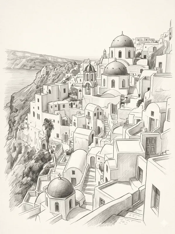 Vintage Landmark City Pencil Sketches