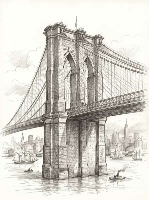 Vintage Landmark City Pencil Sketches