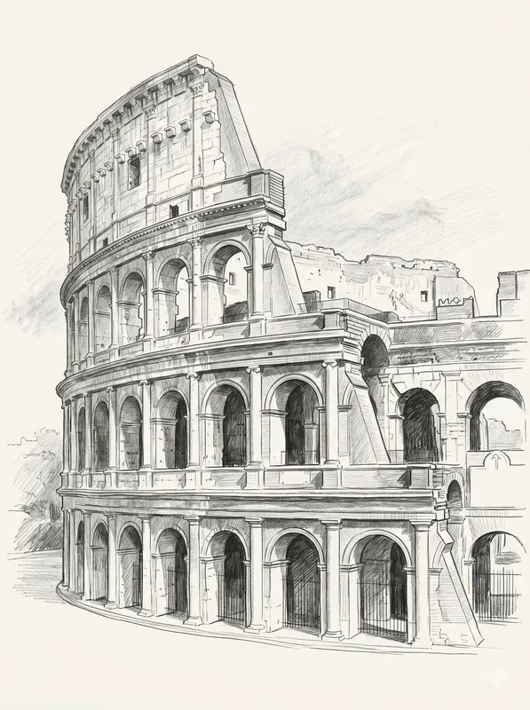 Vintage Landmark City Pencil Sketches
