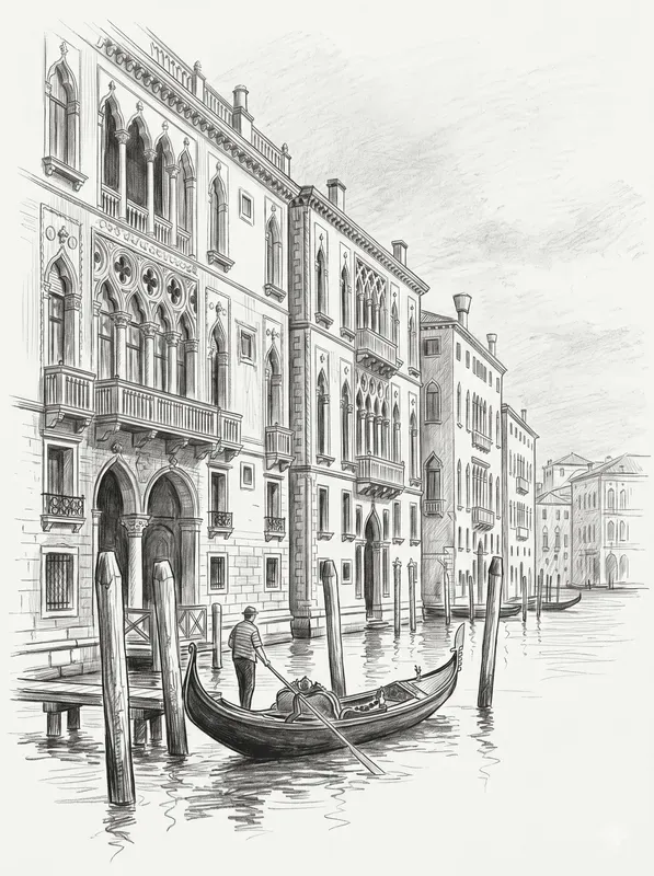 Vintage Landmark City Pencil Sketches