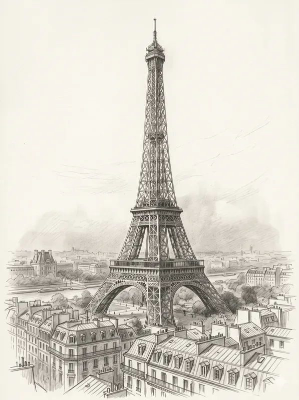 Vintage Landmark City Pencil Sketches
