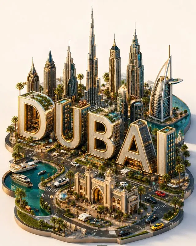 3D Isometric City Typography Art